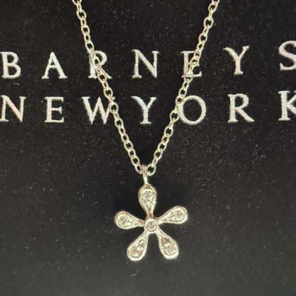 Designer CATHY WATERMAN Platinum Diamond DAISY Flower Pendant 16" Chain Necklace - Picture 9 of 16
